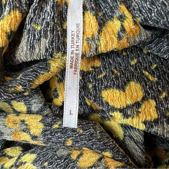 Free People Tiers Of Joy Floral Black and Yellow Dress Size L - Picture 4 of 9